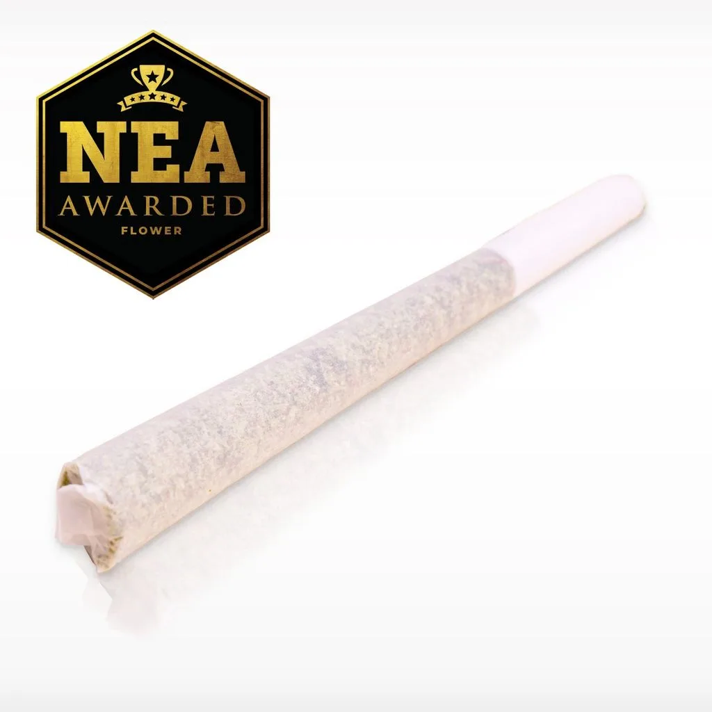 Single white pre-roll on a light background with an NEA hexagon badge.